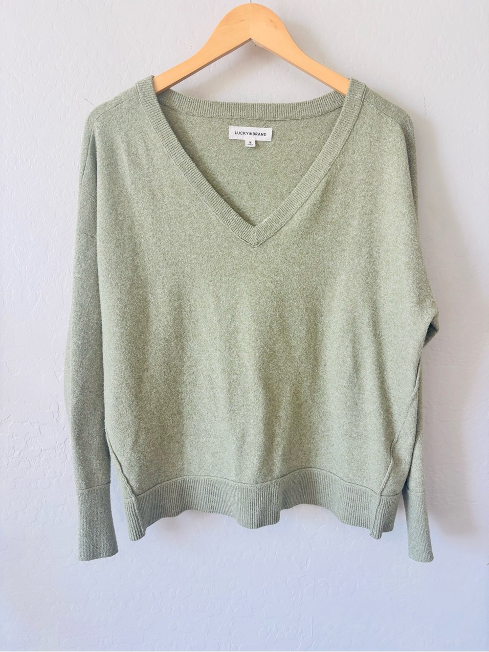 Lucky Brand Women's V-Neck Sweater in Sage Green